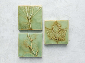 Handmade Tiles from Flowers, Plants and Tree Leaves