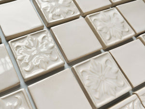 handmade ceramic accent tile with victorian rosette