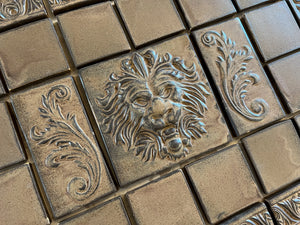 Handmade Ceramic Lion Tile Mural