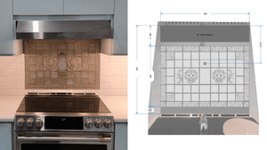 custom tile pot filler with lions