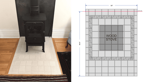 custom tile hearth for wood stove