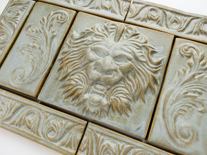 16x10” Victorian Lion Tile Mural with Border