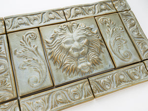 16x10” Victorian Lion Tile Mural with Border