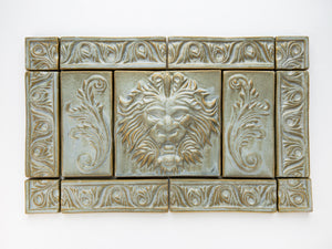 16x10” Victorian Lion Tile Mural with Border