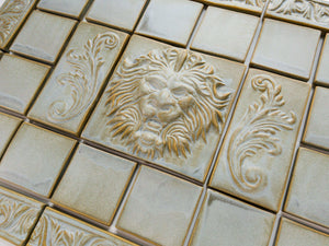 22x16" Victorian Lion Tile Mural with Border