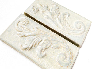 Handmade Ceramic Victorian Scroll Tiles with Relief Carving